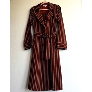 Privacy Please Cassidy Belted Midi Trench in Brown & Tan Stripe size Small